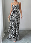 cheap Vacation Jumpsuit-Women&#039;s Normal Jumpsuit Elegant Floral Sleeveless Wide Leg V Neck High Waist Print Vacation Daily Regular Fit Black Red Navy Blue Summer