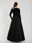 voordelige A-Lijn Avondjurken-A-lijn Tot de grond Avondjurken Baljurk  Formele kleding Elegant Celebrity-Stijl Lange mouw Strakke ronde hals Tuinfeest Bruiloft Fluweel Stretch crêpe met Kralen Zak