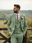 cheap Wedding Suits-Men&#039;s Wedding Business Suits Black Sage Fashion Formal Solid Colored Standard Fit 3 Piece Single Breasted Two-buttons