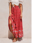 cheap Graphic Skirts-Women&#039;s Skirt A Line Bohemia Casual Maxi High Waist Skirts Floral Print Micro-elastic Street Daily Red Apricot Summer Polyester Rayon