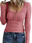 cheap Plain Tops-Women&#039;s Blouse Solid Color Stylish Casual Long Sleeve Scoop Neck Regular Tops Daily Buttons Black White Pink Wine Blue Summer Spring Fall