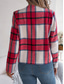 cheap Print Coats-Women&#039;s Casual Jacket Comfortable Breathable Print Casual Plaid Vacation Street Daily Wear Going out Open Front Short Stand Collar Regular Fit Long Sleeve Outerwear Navy Red Green Summer Spring