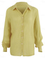 cheap Shirts-Women&#039;s Shirt Cotton Linen Shirts Button Up Blouse Solid Color Basic Casual Long Sleeve Shirt Collar Regular Tops Daily Buttons Yellow Green Summer Spring