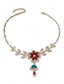 cheap Women&#039;s Necklace-Women&#039;s Gold-Plated Blue Crystal Necklace and Earrings Set with Floral Design - Elegant Party Jewelry for Formal Events and Evening Celebrations