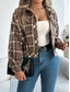 cheap Shirt Jackets-Women&#039;s Shirt Jacket Casual Jacket Comfortable Breathable Buttons Print Casual Plaid Vacation Street Casual Daily Wear Single Breasted Short Stand Collar Regular Fit Long Sleeve Outerwear Pink