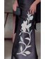 cheap BLACK-Black and White A-Line Evening Gown Laser Cut Flowers Dress Formal Wedding Floor Length Sleeveless Sweetheart Satin with Shawl