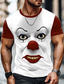 cheap 3D T shirts-Halloween Men&#039;s 3D Clown T Shirt Short Sleeve T shirt 3D Print Crew Neck Shirt Exaggerated Designer Party Street Casual Black White Red Summer Spring All Seasons Clothing Apparel S M L XL XXL XXXL