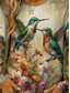 cheap Animals tee-Women&#039;s T Shirt Floral Graphic Bird Vintage Stylish Classic Long Sleeve Crew Neck Round Neck Regular Tops Daily Weekend Print Pink Red Green Spring Fall