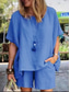 cheap Sets-Women&#039;s Simple Basic Cotton Linen Sets Two Piece Sets T Shirt Half Sleeve Short Pant Crew Neck Pure Color Pocket Street Daily Black Blue Purple Summer