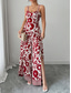 cheap Vacation Jumpsuit-Women&#039;s Normal Jumpsuit Elegant Floral Sleeveless Wide Leg V Neck High Waist Print Vacation Daily Regular Fit Black Red Navy Blue Summer