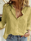cheap Shirts-Women&#039;s Shirt Cotton Linen Shirts Button Up Blouse Solid Color Basic Casual Long Sleeve Shirt Collar Regular Tops Daily Buttons Yellow Green Summer Spring