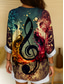 cheap Stripe&amp;Geometric Blouses-Music Festival Women's Blouse Long Sleeve Tunic Ombre Graphic Geometric Elegant Vintage Tropical Long Sleeve V Neck Regular Tops Daily Holiday Print Yellow Blue Green Summer Spring