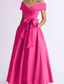baratos Vestidos de Cocktail-Linha A Longuette Vestidos de cocktail Vestidos de festa Elegante Assimétrico Manga Curta Decote V Convidado do casamento Kentucky Derby Bolsos Cetim com Laço(s)