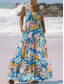 cheap Floral Dress-Women&#039;s Maxi Dress A Line Dress Slip Dress Vacation Casual Boho Outdoor Going out Regular Fit Floral Sleeveless Halter Neck White Yellow Blue Orange Summer Spring