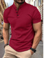 cheap Men&#039;s Classic Polo-Men&#039;s Polo Shirts Collarless Golf Shirts Casual Stand Collar Short Sleeve Basic Comfortable Plain Buttons Summer Spring Regular Fit Black White Navy Blue Gray Polo Shirts