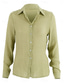 cheap Shirts-Women&#039;s Shirt Cotton Linen Shirts Button Up Blouse Solid Color Basic Casual Long Sleeve Shirt Collar Regular Tops Daily Buttons Yellow Green Summer Spring