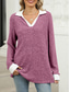 cheap Plain Tops-Women&#039;s Shirt Solid Color Stylish Casual Long Sleeve V Neck Regular Tops Daily Patchwork Black Red Blue Fuchsia Spring Fall