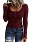 cheap Plain Tops-Women&#039;s Blouse Solid Color Stylish Casual Long Sleeve Scoop Neck Regular Tops Daily Buttons Black White Pink Wine Blue Summer Spring Fall