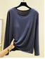 cheap Plain tee-Women&#039;s Blouse Solid Color Daily Casual Long Sleeve Crew Neck Regular Tops Daily Black Pink Red Navy Blue Blue Summer Spring Fall