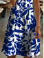 cheap Floral Dress-Women's Midi Dress T Shirt Dress Tee Dress Sundress A Line Dress Vacation Casual Beach Beach Regular Fit Floral Graphic Leaf Short Sleeve V Neck Blue Black And White Yellow Red Summer Spring