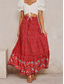 cheap Graphic Skirts-Women&#039;s Skirt A Line Bohemia Casual Maxi High Waist Skirts Floral Print Micro-elastic Street Daily Red Apricot Summer Polyester Rayon
