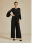abordables Blouses Élégantes-Femmes Hauts Élégants A Volants Paillettes Œillet Élégant Quotidien Dames Manche 3/4 Manche flottante Col Bateau Hauts Réguliers Quotidien Travail robe demoiselle d honneur Noir Printemps Automne
