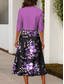 preiswerte Blumenkleid-Damen Kleid-Set Midi-Kleid Urlaub Party Blumen Druck Midikleid Dreiviertelarm Rundhalsausschnitt Täglich Blau Gelb Purpur Frühling Herbst Normale Passform