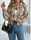 cheap Shirt Jackets-Women&#039;s Shirt Jacket Casual Jacket Comfortable Breathable Buttons Print Casual Plaid Vacation Street Casual Daily Wear Single Breasted Short Stand Collar Regular Fit Long Sleeve Outerwear Pink