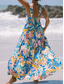 cheap Floral Dress-Women&#039;s Maxi Dress A Line Dress Slip Dress Vacation Casual Boho Outdoor Going out Regular Fit Floral Sleeveless Halter Neck White Yellow Blue Orange Summer Spring