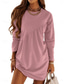 cheap Plain Dress-Women&#039;s Mini Dress T Shirt Dress Tee Dress Casual Daily Regular Fit Plain Long Sleeve Crew Neck Pink Wine Dark Green Brown Summer Fall