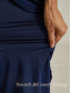 baratos Vestido Simples-Mulheres Vestido midi Vestido de chiffon Elegante Festa Aniversário Normal Côr Sólida Manga 3/4 Gola Redonda Azul Marinha