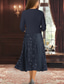 billige Med jakke-To-delt A-line Mor til bruden kjole Elegant Enkel Luksuriøs V-hals Te-lengde Midi-lengde Perleblonde Chiffon med stretch krepsjakke