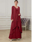 cheap With Jacket-Two Piece Mother of the Bride Dress Formal Wedding Guest Floor Length Long Sleeve V Neck Chiffon with Ruffles Appliques 2025