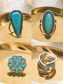 voordelige Dames ringen-Dames bohemian turquoise ringset – vintage verzilverde stapelringen met blauwe steendetails voor feesten, festivals en dagelijks gebruik