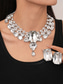 cheap Women&#039;s Necklace-Women&#039;s Statement Silver Crystal Choker Necklace and Earring - Glamorous Big Rhinestone Jewelry for Parties, Weddings, and Formal Events
