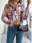 cheap Shirt Jackets-Women&#039;s Shirt Jacket Casual Jacket Comfortable Breathable Buttons Print Casual Plaid Vacation Street Casual Daily Wear Single Breasted Short Stand Collar Regular Fit Long Sleeve Outerwear Pink