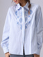 cheap Stripe&amp;Geometric Tops-Women&#039;s Shirt Button Down Blouse Floral Striped Elegant Bohemia Vintage Long Sleeve Shirt Button Down Blouse Collar Regular Tops Work Daily Holiday Embroidered 1# Original light blue-BLUE