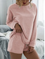 cheap Women’s Short Sets-Women&#039;s Fashion Streetwear Daily Shorts Sets Long Sleeve Crew Neck Plain Drawstring Casual Daily Black Pink Royal Blue Summer Loose Fit