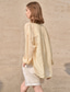 cheap Shirts-Women&#039;s 100% Ramie Shirt Solid Color Elegant Vintage Daily Long Sleeve Shirt Collar Regular Tops Work Daily Holiday Big white Apricot Summer Spring Fall