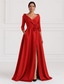 cheap Evening Dresses-Black Gold A-Line Evening Gown Elegant Gown Formal Wedding Guest Floor Length 3/4 Length Sleeve Shirt Collar Pocket Stretch Satin with Shouder Flower