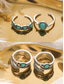 voordelige Dames ringen-Dames bohemian turquoise ringset – vintage verzilverde stapelringen met blauwe steendetails voor feesten, festivals en dagelijks gebruik