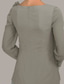 abordables Trajes de pantalón de mamá-Dos Piezas Traje de pantalón Hasta el Suelo Vestido de Madrina Manga Larga Cuello Barco Joya Elegante Talla Grande Invitado a la boda Gasa con Lazo(s) Volantes