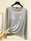 cheap Plain tee-Women&#039;s Blouse Solid Color Daily Casual Long Sleeve Crew Neck Regular Tops Daily Black Pink Red Navy Blue Blue Summer Spring Fall