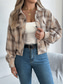 cheap Shirt Jackets-Women&#039;s Shirt Jacket Casual Jacket Comfortable Breathable Buttons Print Casual Plaid Vacation Street Casual Daily Wear Single Breasted Short Stand Collar Regular Fit Long Sleeve Outerwear Pink