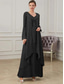 cheap With Jacket-Two Piece Mother of the Bride Dress Formal Wedding Guest Floor Length Long Sleeve V Neck Chiffon with Ruffles Appliques 2025