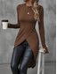 cheap Plain Dress-Women&#039;s Midi Dress Sheath Dress Wrap Dress Casual Daily Slim Plain Long Sleeve Crew Neck Black Brown Summer Spring Fall