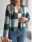 cheap Print Coats-Women&#039;s Casual Jacket Comfortable Breathable Print Casual Plaid Vacation Street Daily Wear Going out Open Front Short Stand Collar Regular Fit Long Sleeve Outerwear Navy Red Green Summer Spring