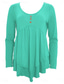 preiswerte Einfarbiges T-Shirt-Damen Bluse Peplum Einfarbig Stylisch Casual Lange Ärmel Rundhalsausschnitt Reguläre Tops Daily Rüsche Knöpfe Schwarz Weiß Hellgrün Himmelblau Orange Sommer Frühling Herbst