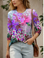 cheap Floral tee-Women&#039;s T Shirt Floral Graphic Bird Vintage Stylish Classic Long Sleeve Crew Neck Round Neck Regular Tops Daily Weekend Print Yellow Red Blue Purple Green Summer Spring Fall