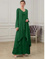 cheap With Jacket-Two Piece Mother of the Bride Dress Formal Wedding Guest Floor Length Long Sleeve V Neck Chiffon with Ruffles Appliques 2025